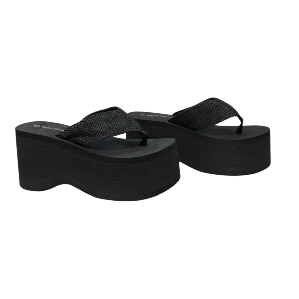 Wild Diva Women's Chunky Black Platform Sandals Felda-01 - Picture 4 of 5